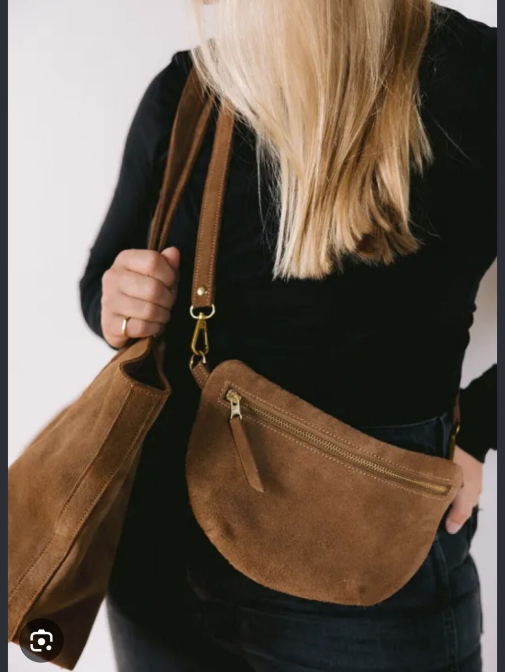 Abby Alley Caramel Suede Bag